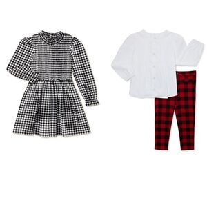 New toddler girl Christmas plaid dress and 2 piece outfit
